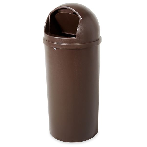 15 gal Round Trash Can, Brown, 15 1/4 in Dia, Swing, Plastic