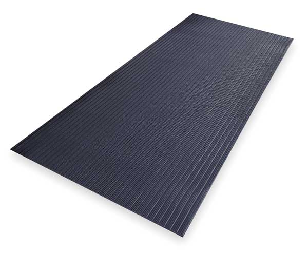 Antifatigue Runner, Black, 12 ft. L x 3 ft. W, PVC Closed Cell Foam, Corrugated Surface Pattern