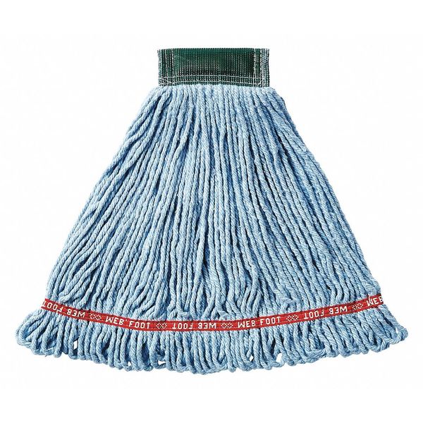 5 in String Wet Mop, 20 oz Dry Wt, Side Gate Connection, Looped-End, Blue, Cotton/Synthetic