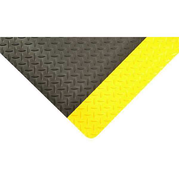 Antifatigue Runner, Black/Yellow, 75 ft. L x 3 ft. W, Vinyl Surface Nitrile Rubber Sponge Base