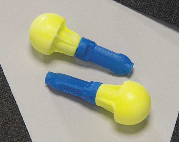 E-A-R Push-Ins Disposable Uncorded Ear Plugs, Pod Shape, NRR 28 dB, Blue/Yellow, M, 100 Pairs
