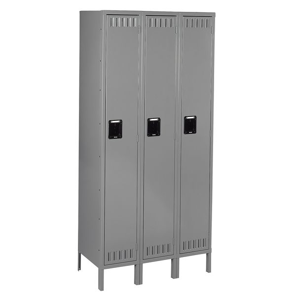 Wardrobe Locker, 45 in W, 18 in D, 78 in H, (1) Tier, (3) Wide, Gray