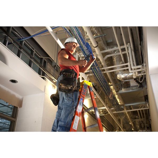 Fiberglass Stepladder, 8 ft Ladder Ht, 7 Steps, 300 lb, 53 5/8 in Base Spread, 26 3/8 in Bottom W