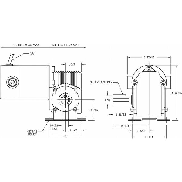 DC Gearmotor, 120.0 in-lb Max. Torque, 60 RPM Nameplate RPM, 90V DC Voltage