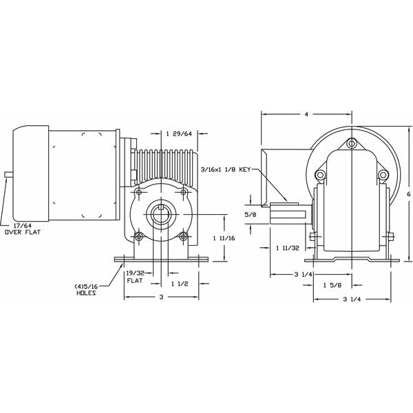AC Gearmotor, 62.0 in-lb Max. Torque, 160 RPM Nameplate RPM, 115/230V AC Voltage, 1 Phase