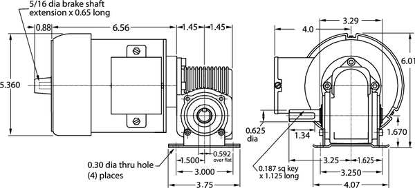 AC Gearmotor, 62.0 in-lb Max. Torque, 160 RPM Nameplate RPM, 115/230V AC Voltage, 1 Phase