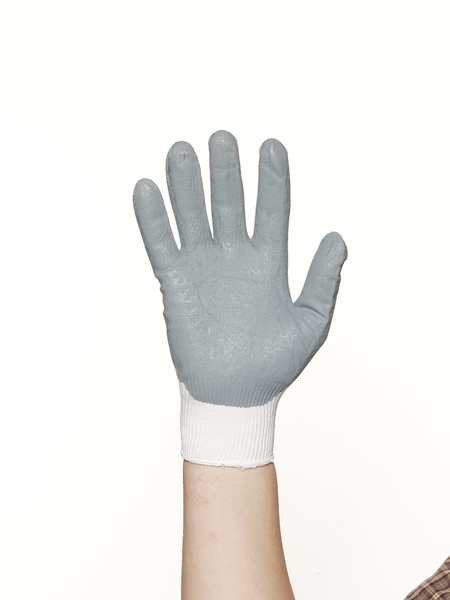 Nitrile Coated Gloves, Palm Coverage, White/Gray, L, PR