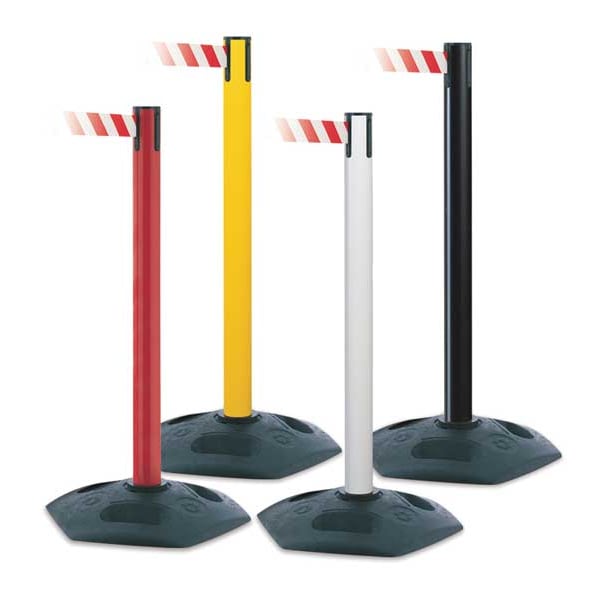 Barrier Post with Belt, 7-1/2 ft. L, Black