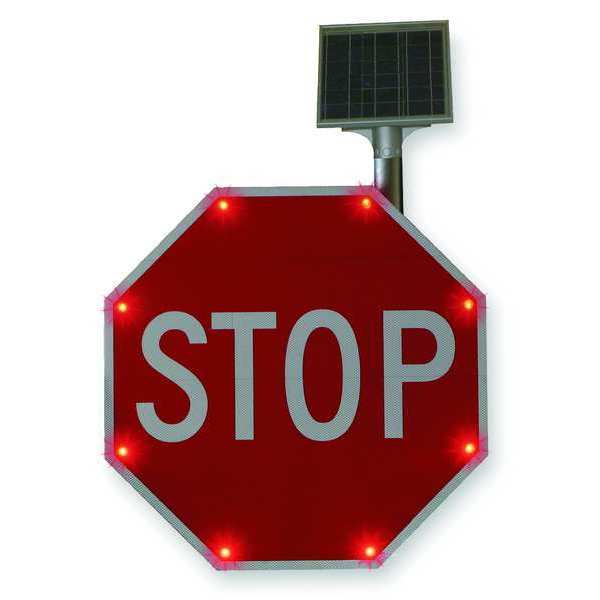 Blinkersign, R1-1, 30in, Stop, DG3, Red, Solar
