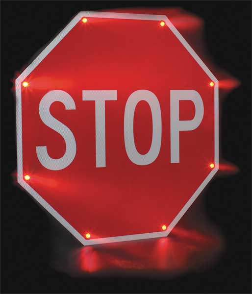LED Stop Sign, Stop, Aluminum, 36