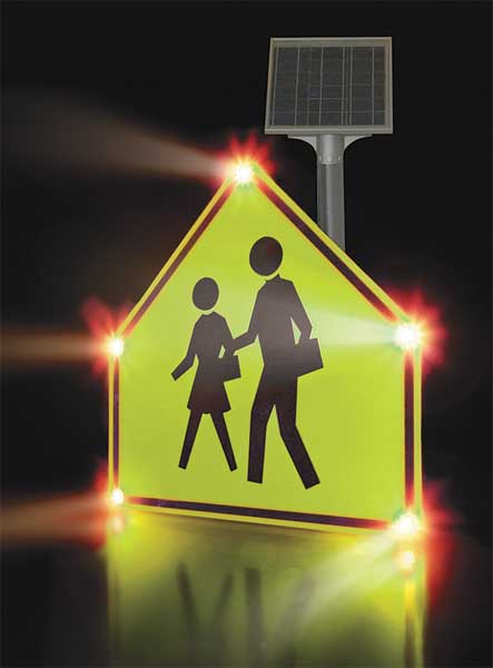 Blinkersign, S1-1, 30in, School Xing, DG3, FYG, Solar