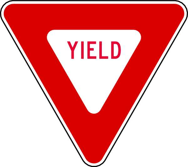 Yield Traffic Sign, 36 in H, 36 in W, Aluminum, Triangle, English, R1-2-36DA