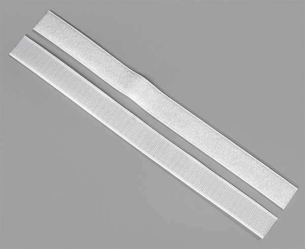 Reclosable Fastener Shapes, Rubber Adhesive, 12 in, 1 in Wd, White, 25 PK