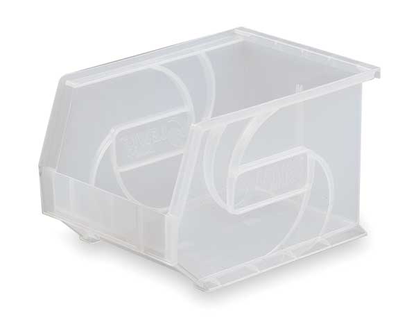 Hang & Stack Storage Bin, Clear, Plastic, 14 3/4 in L x 8 1/4 in W x 7 in H, 40 lb Load Capacity