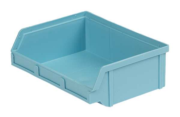 Hang & Stack Storage Bin, Light Blue, Plastic, 6 5/8 in L x 8 3/4 in W x 2 7/8 in H