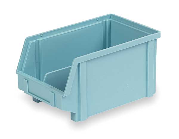 Hang & Stack Storage Bin, Light Blue, Plastic, 9 1/2 in L x 5 3/4 in W x 5 in H