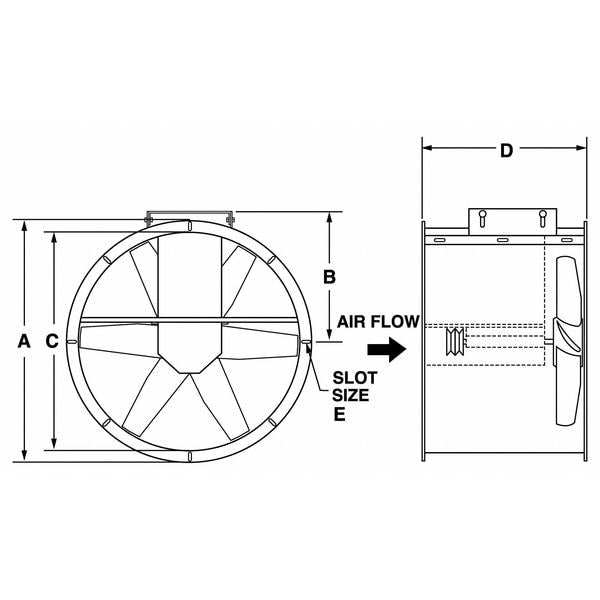 Tubeaxial Fan, 60-1/2 In. H, 57-3/4 In. W