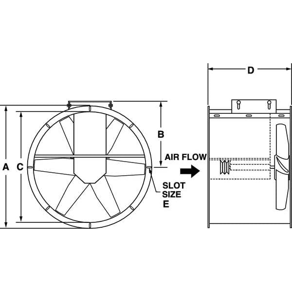 Tubeaxial Fan, 60-1/2 In. H, 57-3/4 In. W