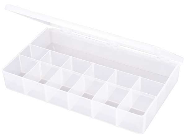 Compartment Box with 13 compartments, Plastic, 1 3/4 in H x 6-3/16 in W