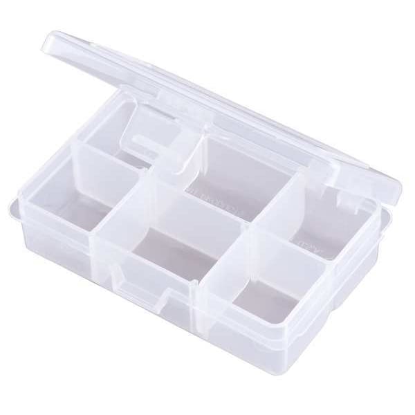 Adjustable Compartment Box with 4 to 6 compartments, Plastic, 1 5/16 in H x 2-5/8 in W