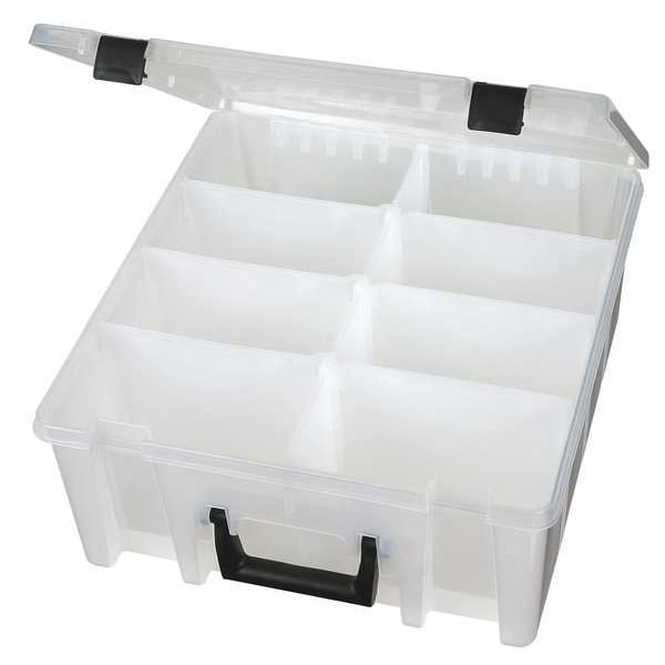 Adjustable Compartment Box with 1 to 8 compartments, Plastic, 6 1/4 in H x 14-5/32 in W