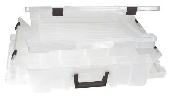 Adjustable Compartment Box with 15 to 24 compartments, Plastic, 5 in H x 16-3/4 in W