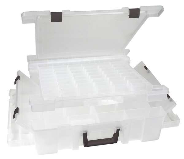 Adjustable Compartment Box with 25 to 89 compartments, Plastic, 5 in H x 16-3/4 in W