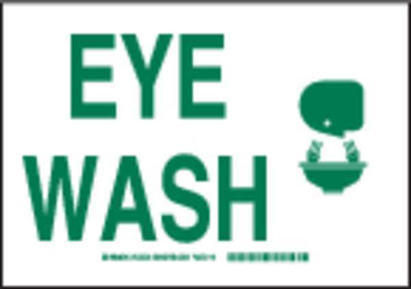 Eye Wash Sign, Green/White, 14In W, 10In H, 122586