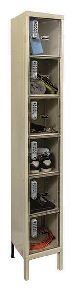 Box Locker, 12 in W, 12 in D, 78 in H, (1) Wide, Tan