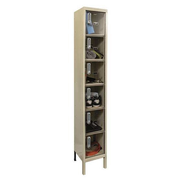 Box Locker, 12 in W, 18 in D, 78 in H, (1) Wide, Tan