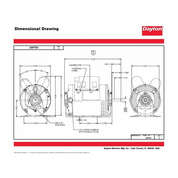 Capacitor-Start/Run General Purpose Motor, 1 1/2 HP, 115/230V AC Voltage, 56 Frame
