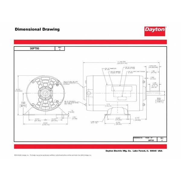 3-Phase General Purpose Motor, 1 1/2 HP, 230/460V AC Voltage, 56 Frame, 3,450 Nameplate RPM