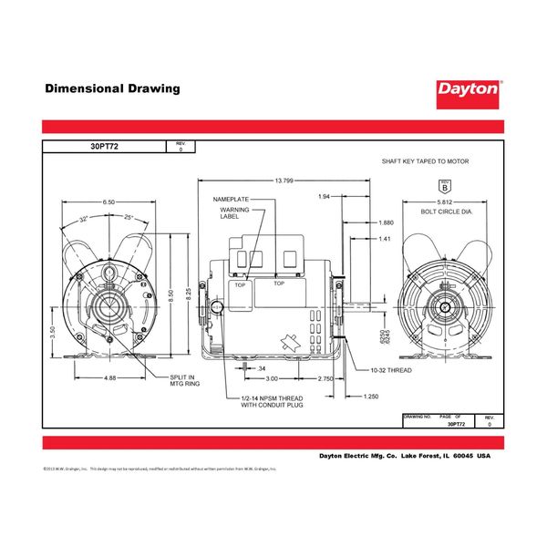 Capacitor-Start/Run General Purpose Motor, 3/4 HP, 115/230V AC Voltage, 56 Frame