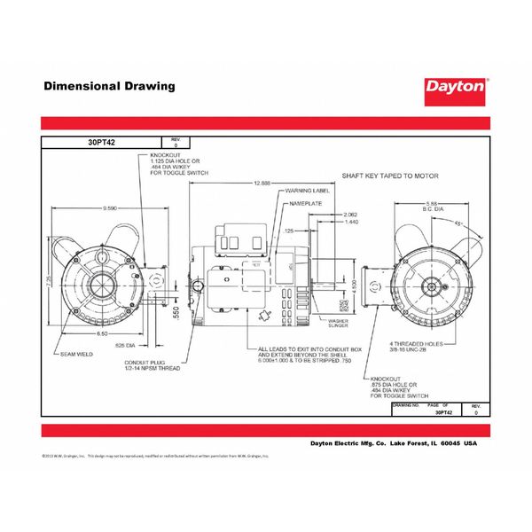 Capacitor-Start/Run General Purpose Motor, 1 1/2 HP, 115/230V AC Voltage, 56C Frame