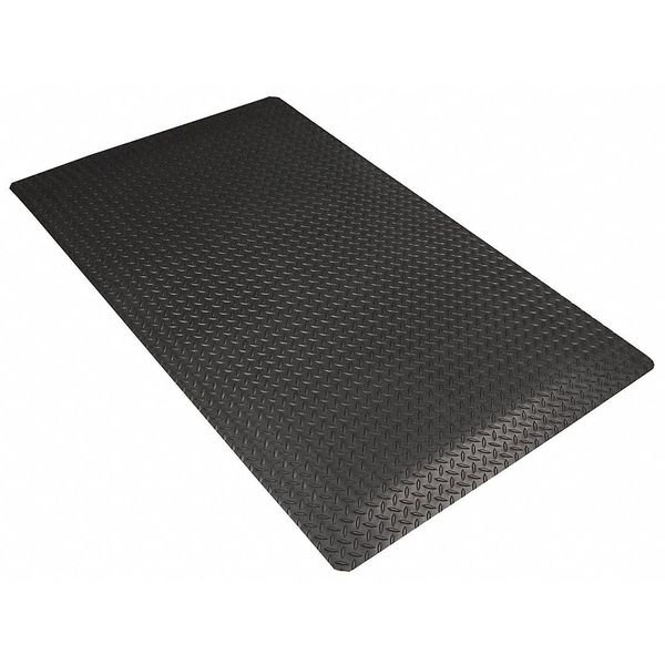 Antifatigue Runner, Black, 75 ft. L x 4 ft. W, Diamond Plate Surface Pattern, 9/16