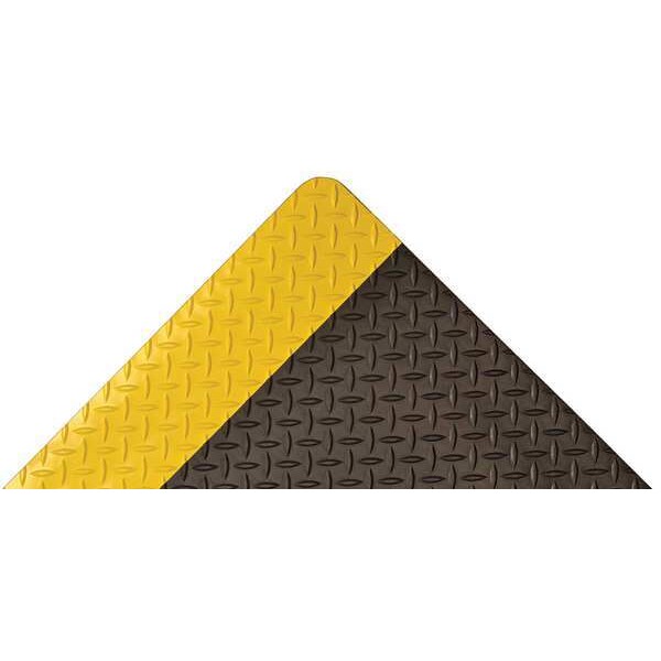 Antifatigue Runner, Black/Yellow, 75 ft. L x 2 ft. W, Diamond Plate Surface Pattern, 9/16