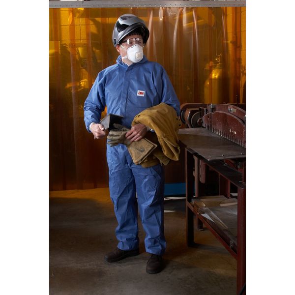 Hooded Disposable Coveralls, L, 25 PK, Blue, SMMS Polyethylene, Zipper