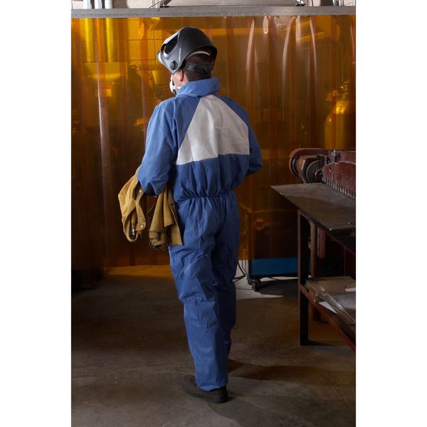 Hooded Disposable Coveralls, L, 25 PK, Blue, SMMS Polyethylene, Zipper