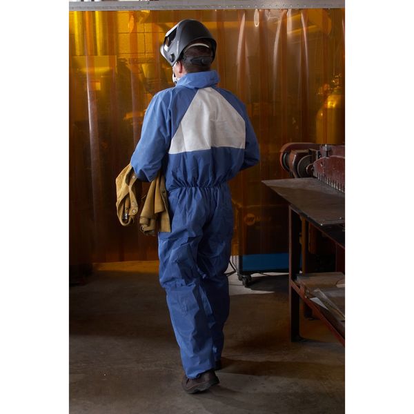 Hooded Disposable Coveralls, L, 25 PK, Blue, SMMS Polyethylene, Zipper