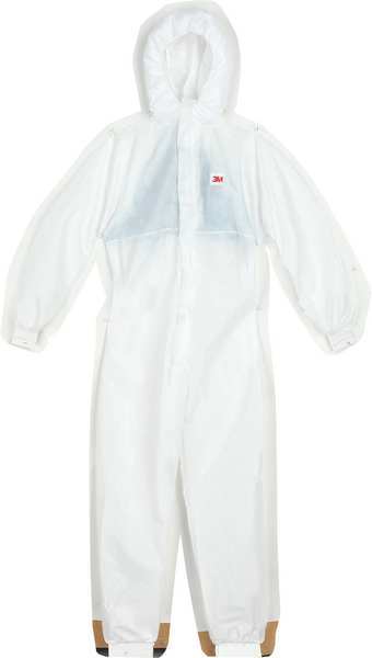Hooded Disposable Coveralls, White, SMMMS, Zipper