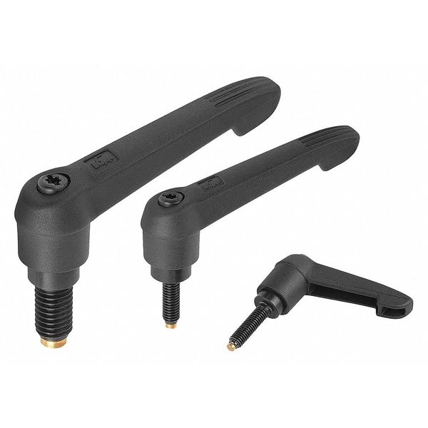 Adjustable Handle with Non-Marring Brass Tip, Size 2, M06X40, Form A, Handle Plastic, Black RAL 7021
