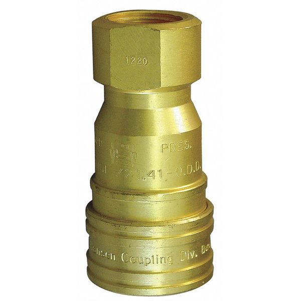 Hydraulic Quick Connect Hose Coupling, Brass Body, Push-to-Connect Lock, 3/8