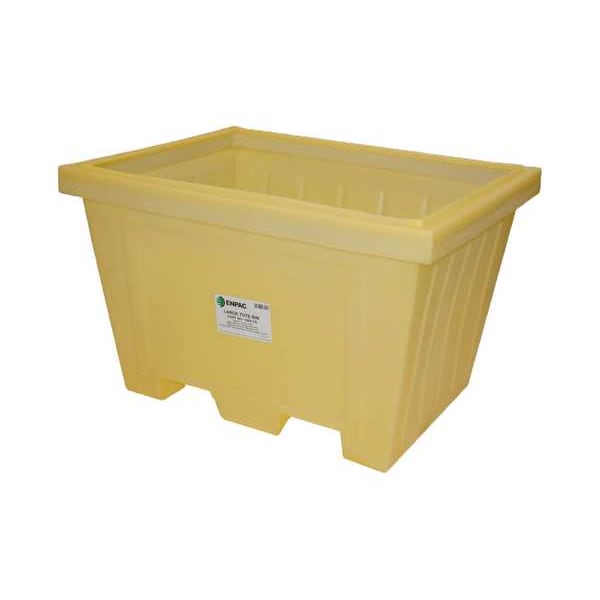 Yellow Storage Tote, Plastic, 16.58 cu ft Volume Capacity