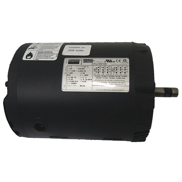 3-Phase General Purpose Motor, 1 1/2 HP, 56C Frame, 230/460V AC Voltage, 1,760 Nameplate RPM