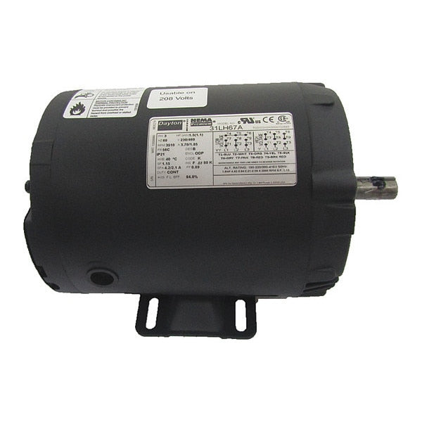 3-Phase General Purpose Motor, 1 1/2 HP, 56C Frame, 230/460V AC Voltage, 3,510 Nameplate RPM