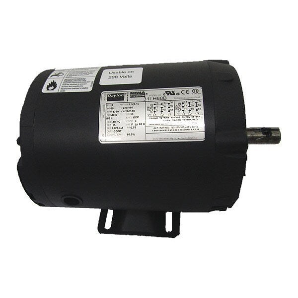 3-Phase General Purpose Motor, 1 1/2 HP, 56HC Frame, 230/460V AC Voltage, 1,760 Nameplate RPM