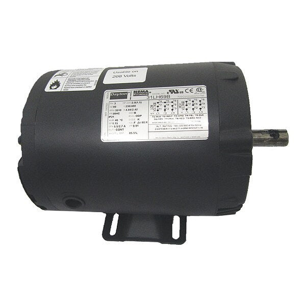 3-Phase General Purpose Motor, 2 HP, 56HC Frame, 230/460V AC Voltage, 3,510 Nameplate RPM