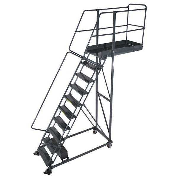 142 in H Steel Cantilever Rolling Ladder, 10 Steps
