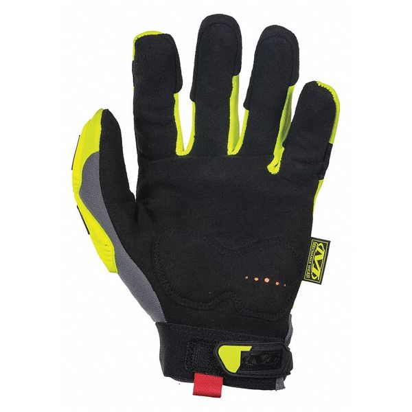 Hi-Vis Cut Resistant Impact Gloves, A5 Cut Level, Uncoated, L, 1 PR