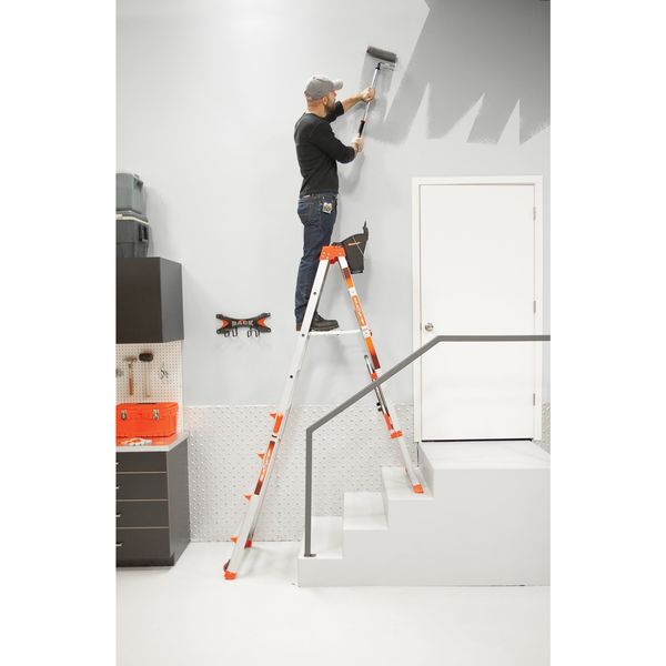 Adjustable Stepladder, Aluminum, 300 lb Load Capacity